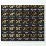 [ Thumbnail: 50th Birthday: Elegant Luxurious Faux Gold Look # Wrapping Paper ]
