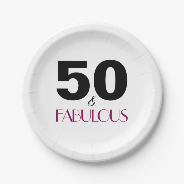 50th Birthday Elegant Party Paper Plates (Front)