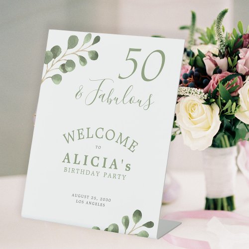 50th birthday elegant party welcome pedestal sign