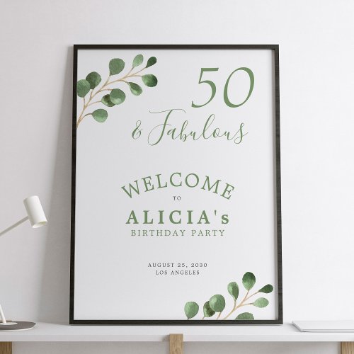 50th birthday elegant party welcome sign