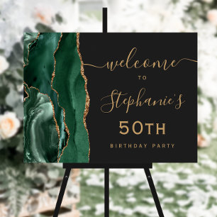 50th Birthday Emerald Green Gold Agate Welcome Foam Board