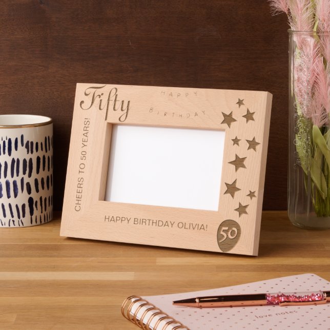 50th Birthday Engraved Keepsake Frame (Left)