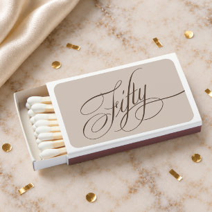 50th Birthday Espresso Calligraphy Script Matchboxes