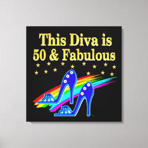 50TH BIRTHDAY FABULOUS DIVA DESIGN CANVAS PRINT