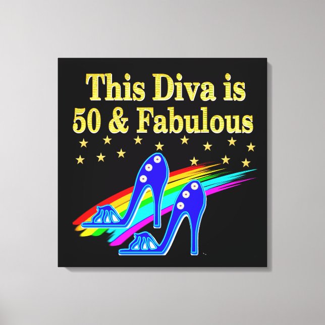 50TH BIRTHDAY FABULOUS DIVA DESIGN CANVAS PRINT (Front)