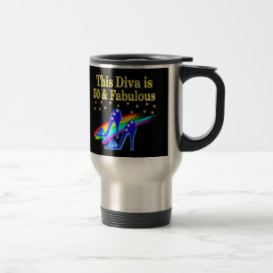 50TH BIRTHDAY FABULOUS DIVA DESIGN TRAVEL MUG