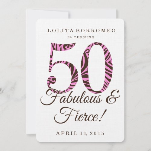 50th Birthday Fabulous  Fierce Party Invitation