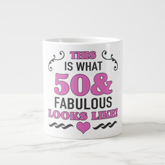 50th Birthday Fabulous Giant Coffee Mug (Front)