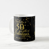 50th Birthday Fabulous Gold Glitter Stars Coffee Mug (Front Left)