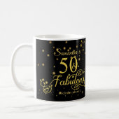 50th Birthday Fabulous Gold Glitter Stars Coffee Mug (Left)