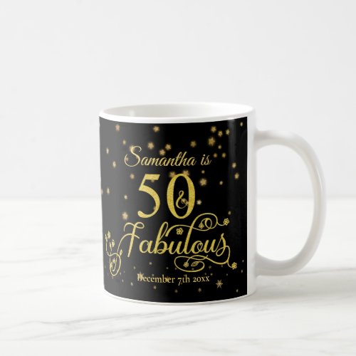50th Birthday Fabulous Gold Glitter Stars Coffee Mug