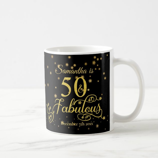 50th Birthday Fabulous Gold Glitter Stars Coffee Mug | Zazzle