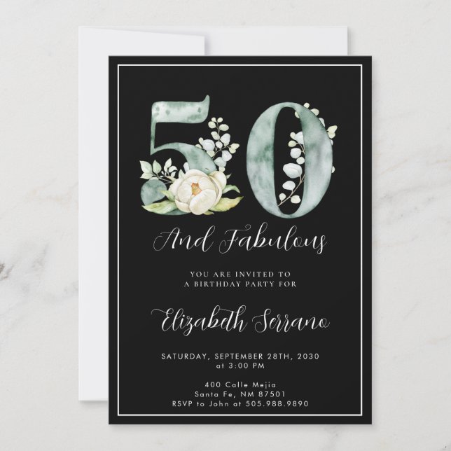 50th Birthday Fabulous Invitation (Front)
