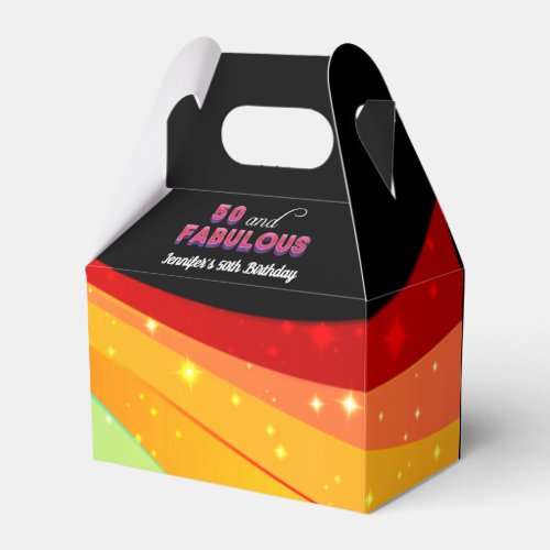 50th Birthday Fabulous Rainbow Sparkle Party Black Favor Boxes