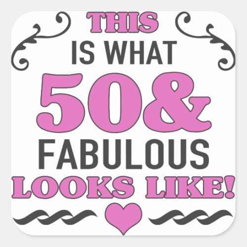 50th Birthday Fabulous Square Sticker