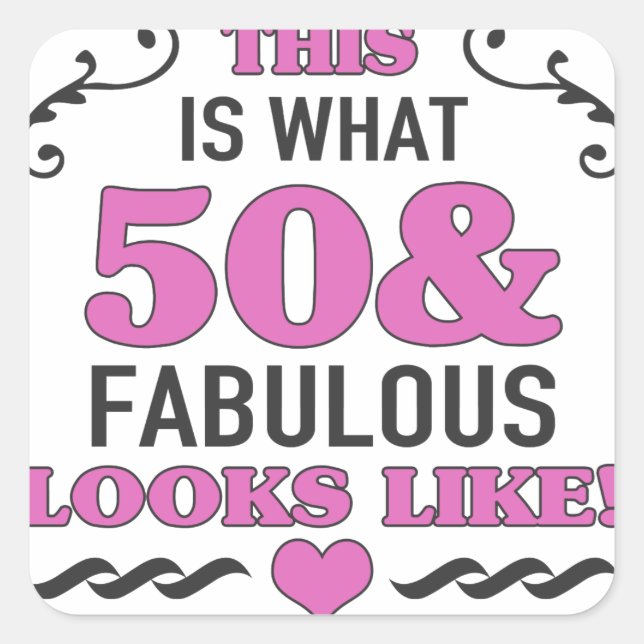 50th Birthday Fabulous Square Sticker (Front)