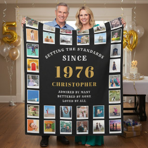 50th Birthday Family Memories Photo Collage Fleece Blanket