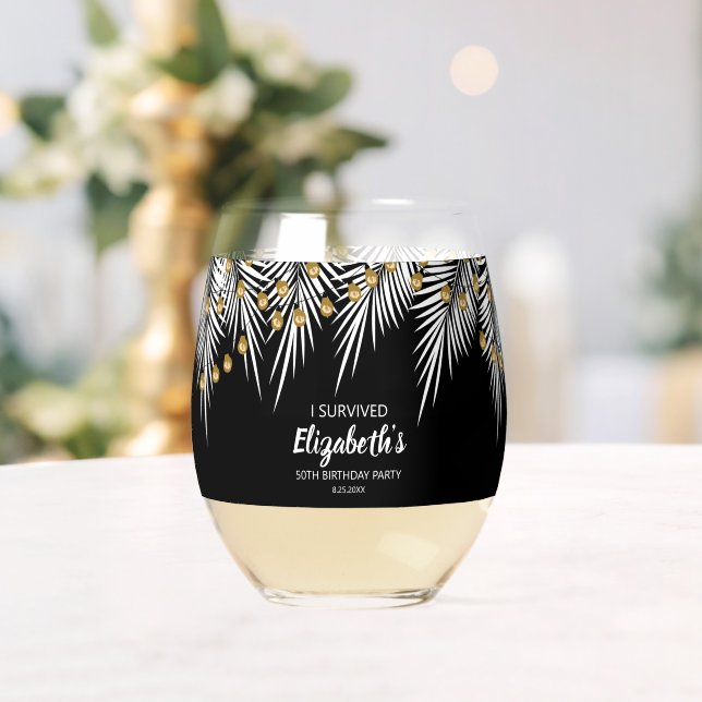 50th Birthday Favor Drinkware Set Stemless Wine Glass (Insitu (Wedding))