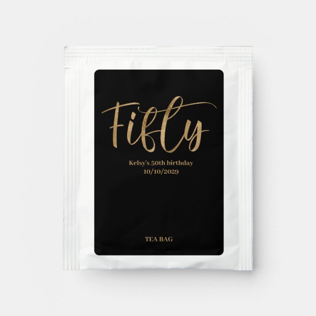 50th Birthday Favors  Tea Bag Drink Mix (Front)