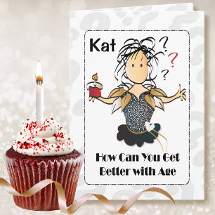50th Birthday Female Cartoon Cute Sweet Funny Card