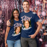 50th birthday fifty and fabulous glitter art photo T-Shirt<br><div class="desc">Fifty and fabulous, 50th birthday half century glitter style effect fifty script text in rose pink and silver hues with with text on dark colored t-shirt add your own photo. Personalize this 50th birthday shirt with your message and square shaped photo of your birthday girl. Other years and matching items...</div>