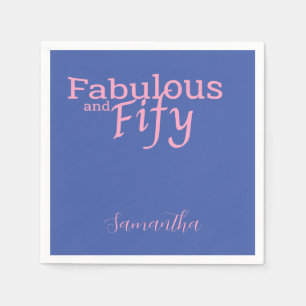 50th Birthday Fifty Fabulous Pink Blue Napkins