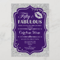 50th Birthday - Fifty Fabulous Purple Silver