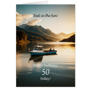 50th Birthday Fishing From a Boat Cards
