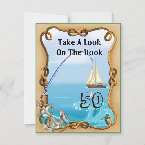 50th Birthday Fishing Invitations for MEN