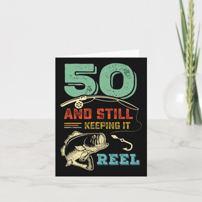 50th Birthday Fishing Turning 50 Fisherman Mens Pu Card (Front)