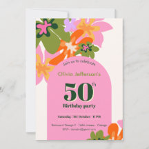 50th birthday floral colorful elegant feminine
