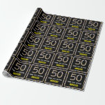 [ Thumbnail: 50th Birthday: Floral Flowers Number, Custom Name Wrapping Paper ]
