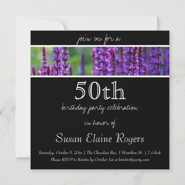 50th Birthday Floral Invitation (Front)