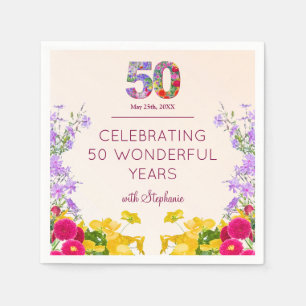 50th birthday floral modern 50 years party elegant napkins