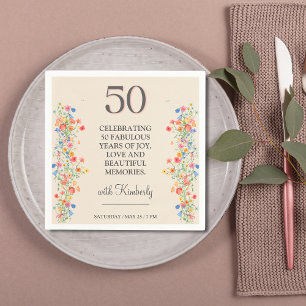 50th birthday floral party 50 years garden party napkins