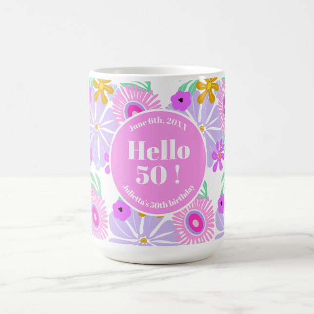 50th birthday floral romantic classic pretty Mug (Center)