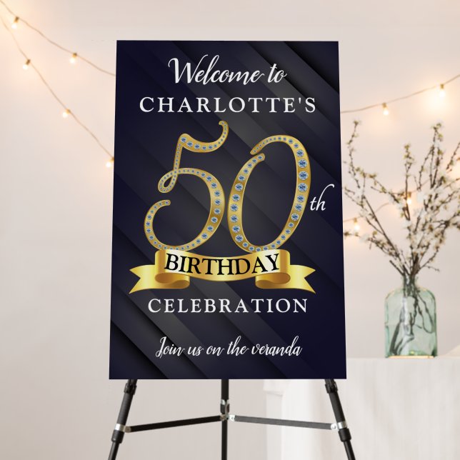 50th Birthday Foam Board Welcome Sign (In Situ (Stand))