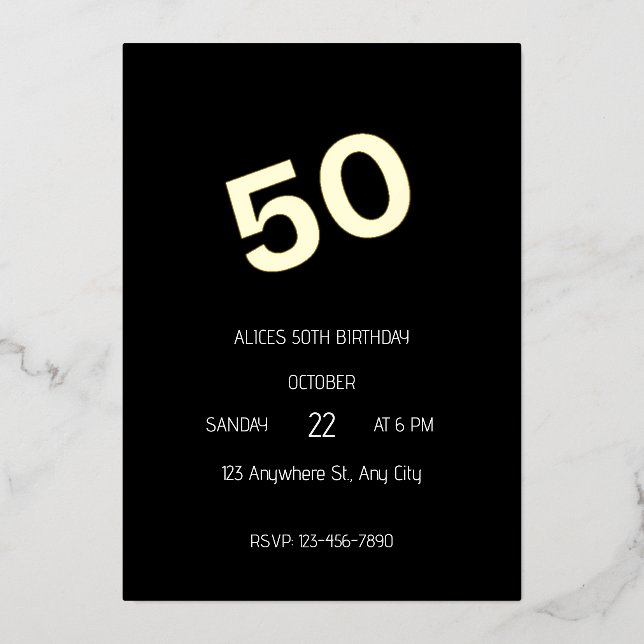 50th birthday foil invitation (Front)
