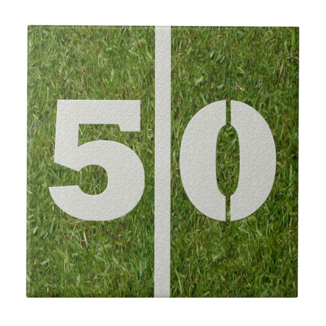 50th Birthday Football Customizable Tile (Front)