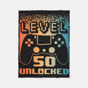 50th Birthday For Men Level 50 Unlocked Gamer 50 Y Fleece Blanket