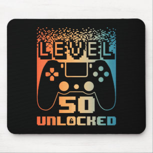 50th Birthday For Men Level 50 Unlocked Gamer 50 Y Mouse Pad