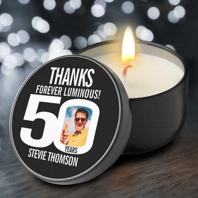 50th birthday forever luminous black white photo mini candle favors (Creator Uploaded)