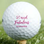 50th Birthday Friend Gift – Pink 50 and Fabulous Golf Balls<br><div class="desc">Celebrate your fabulous friend with this pink milestone golf ball featuring “50 and Fabulous” and her name underneath. A fun and stylish keepsake for the big five-oh — perfect for birthdays,  parties,  or just to make her smile! Enjoy!</div>