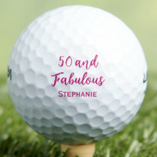 50th Birthday Friend Gift – Pink 50 and Fabulous Golf Balls