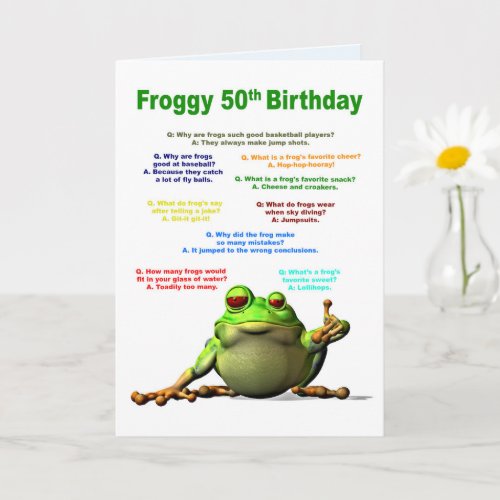 50th Birthday Frog Jokes Card