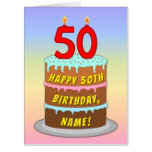 [ Thumbnail: 50th Birthday: Fun Cake & Candles, W/ Custom Name Card ]