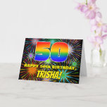[ Thumbnail: 50th Birthday: Fun, Colorful Celebratory Fireworks Card ]