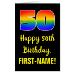 [ Thumbnail: 50th Birthday: Fun, Colorful, Happy, Rainbow # 50 Card ]