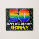 [ Thumbnail: 50th Birthday — Fun, Colorful Music Symbols & “50” Jigsaw Puzzle ]