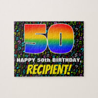 50th Birthday — Fun, Colorful Music Symbols & “50”